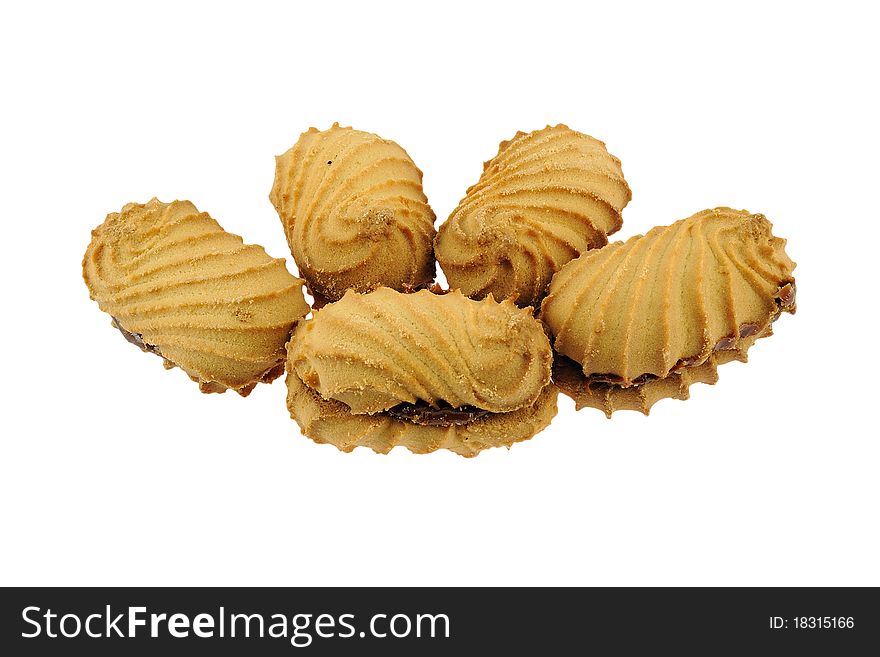 Cookies with condensed milk isolated on a white background