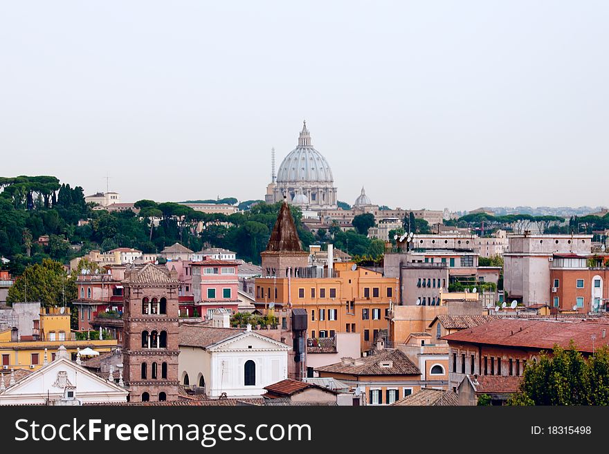 Beautiful view at the St. Peter's Basilica and Tiberis river, Italy. Beautiful view at the St. Peter's Basilica and Tiberis river, Italy