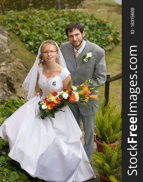 Wedding Pair On The Stairs