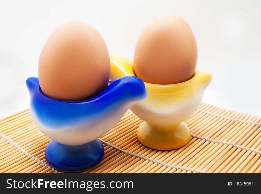 Two eggs on the holder