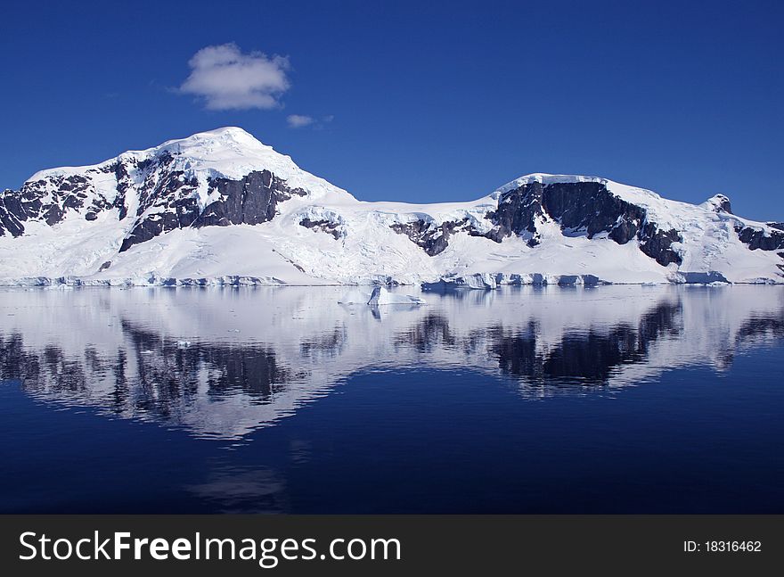 Mountains in Antarctica reflected in water. Mountains in Antarctica reflected in water