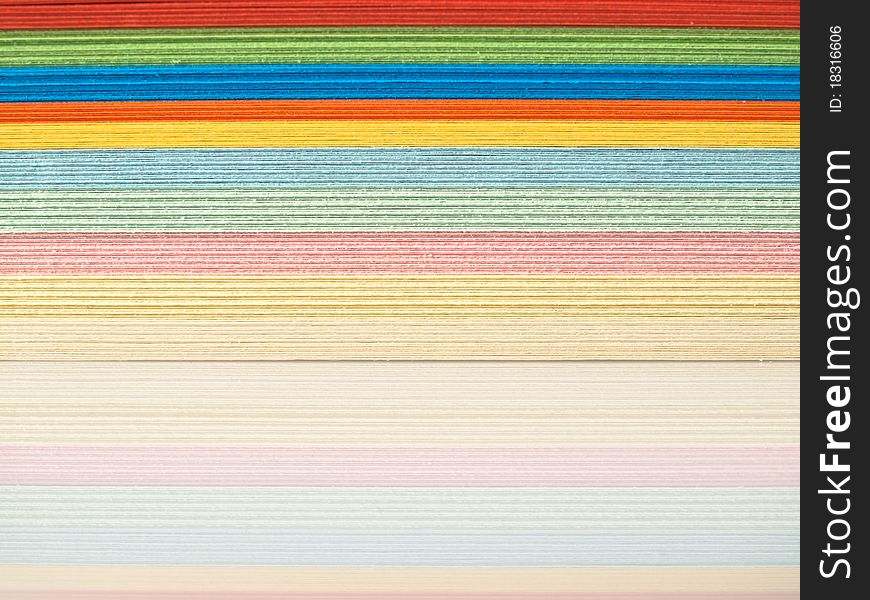 Close-up of colourful paper on a stack. Close-up of colourful paper on a stack