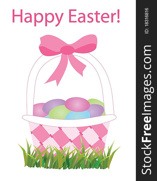 Easter basket full of colorful eggs.