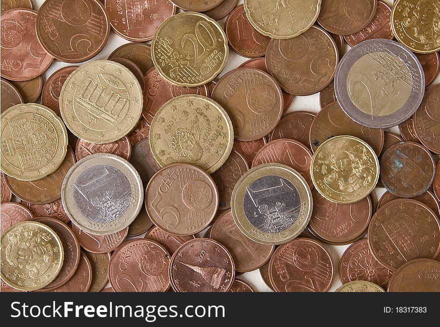 An expanse of euro coins. An expanse of euro coins