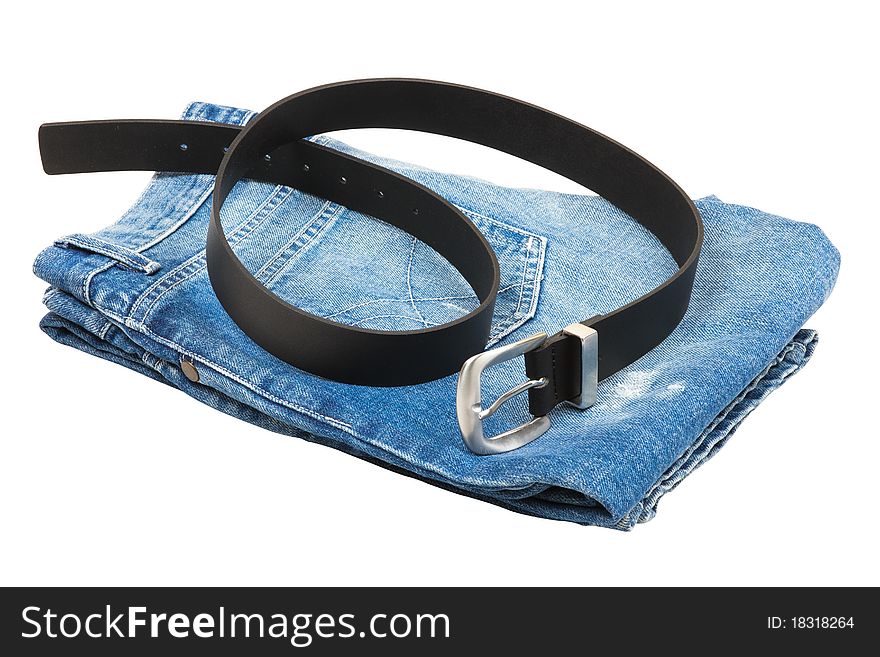 Pair Of Blue Jeans Winh Belt