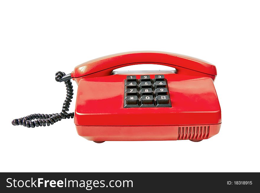 Red phone isolated on white background