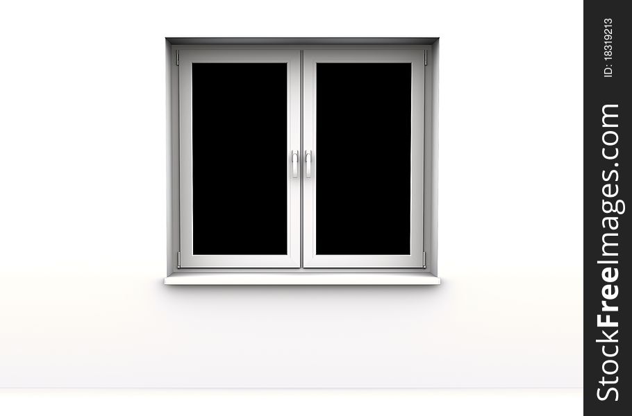 Closed window with a black background behind the window