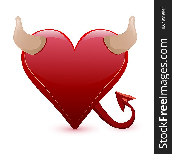 Heart devil wich horns illustration. Heart devil wich horns illustration