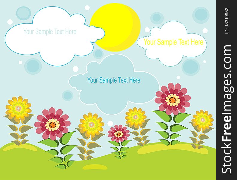 Beautiful background with florets and clouds it is possible to place any text. Beautiful background with florets and clouds it is possible to place any text