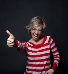 Woman Showing Thumb Up Stock Photography