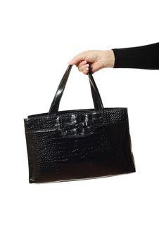 Black Leather Bag Stock Photo