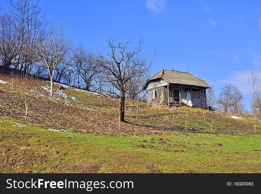 Weekend cottage garden on mountain top. Weekend cottage garden on mountain top