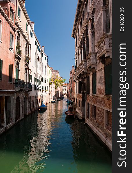 Small Romantic Canal In Venice.