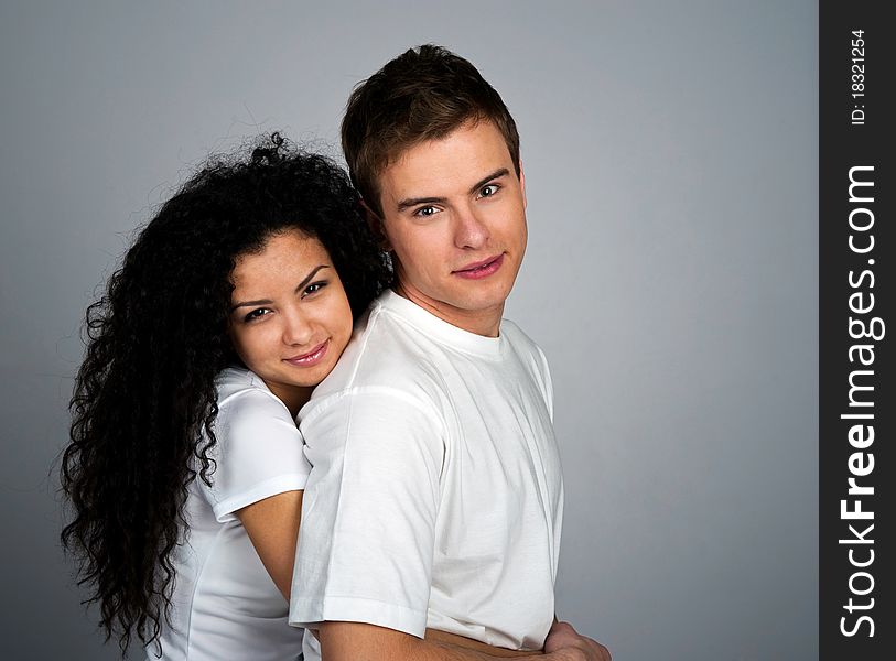 Smiling couple isolated on a white background