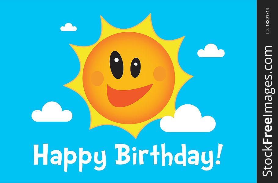 A Colourful Vector Sunny Happy Birthday Illustration. A Colourful Vector Sunny Happy Birthday Illustration