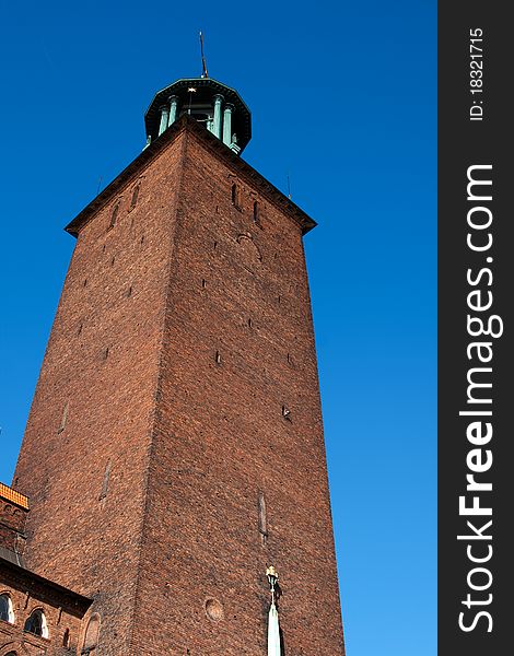 Old red brick tower in stockholm. Old red brick tower in stockholm