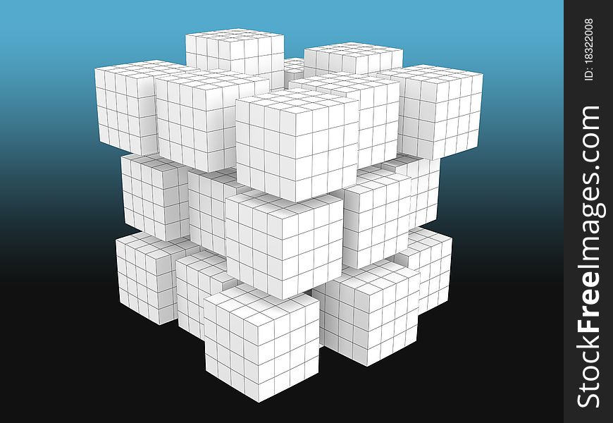 White cubes with grid