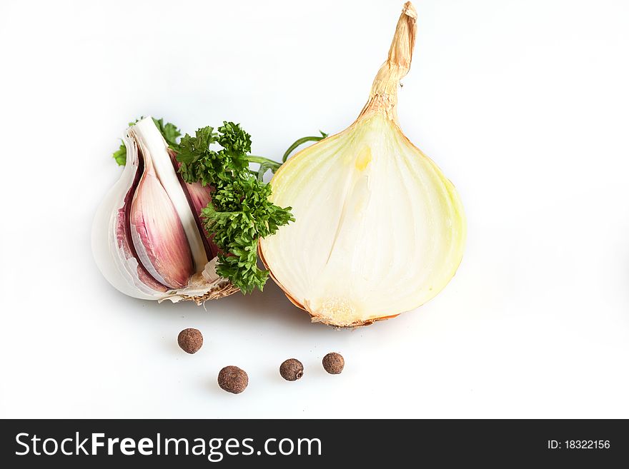 Onion, garlic and pepper