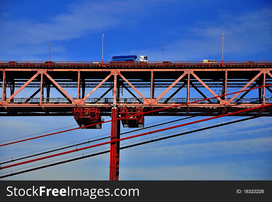 Construction of the bridge, railway and transport bridge
Portugal Lisbon Bridge on April 25 architecture