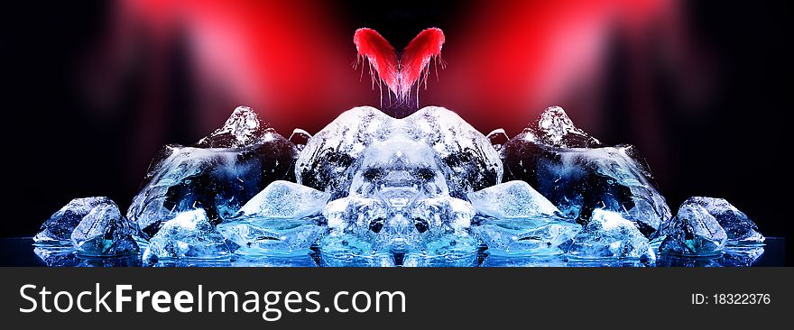Love and Ice on a black background