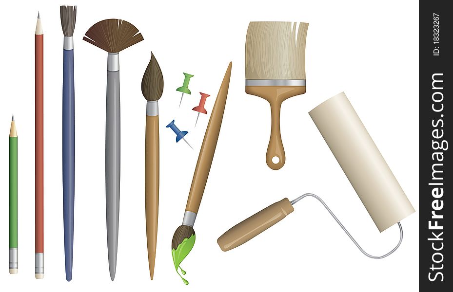 Artist equipment set vector