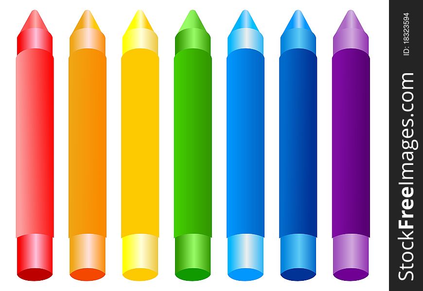 Set of vector colored crayons