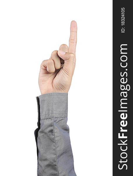 Gesture of man's finger pointing