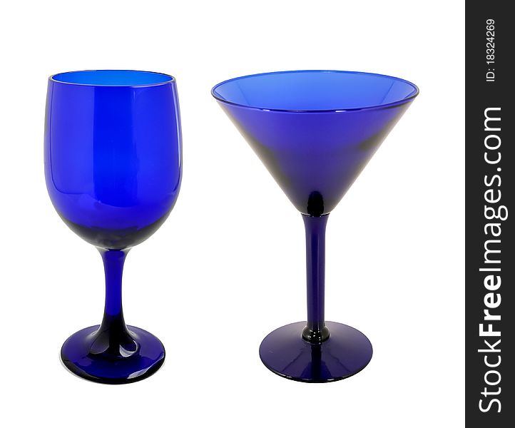 Cobalt blue stemware isolated on white background. Cobalt blue stemware isolated on white background