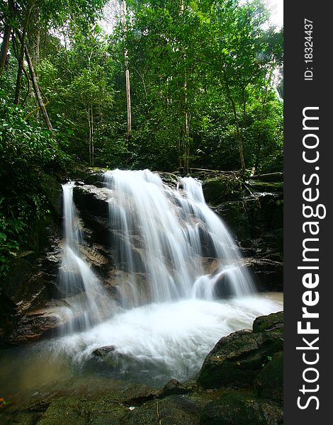 Waterfall in a Malaysian Forest. Waterfall in a Malaysian Forest.