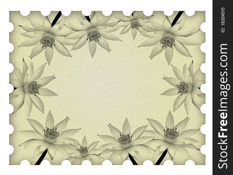 Image lotus flower frame on old paper background