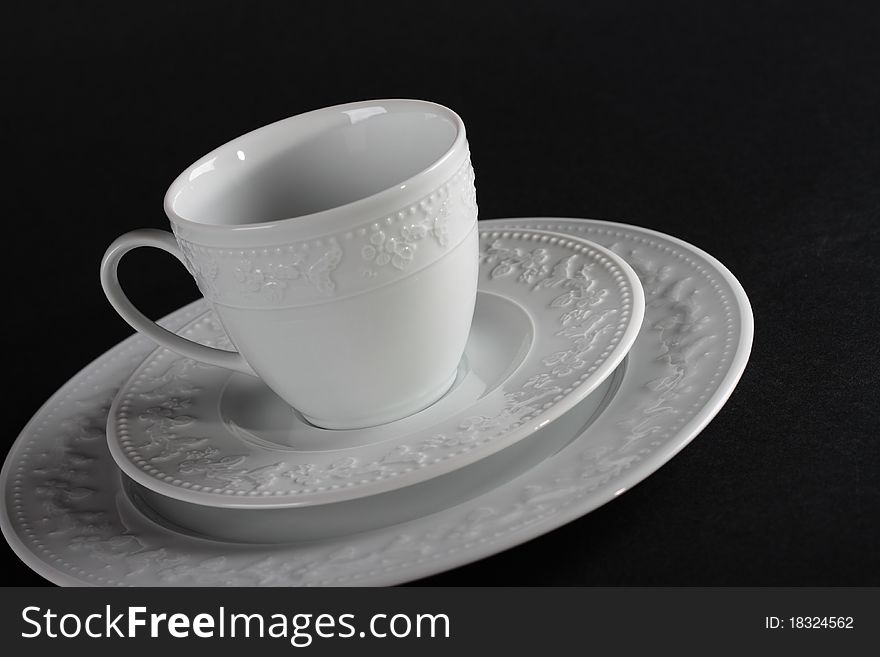 White tea pair on the plate. White tea pair on the plate