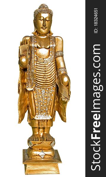 Golden meditating Buddha statue isolated over white background. Clipping Path. Golden meditating Buddha statue isolated over white background. Clipping Path.