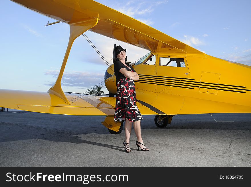 1938 vintage aircraft with model. 1938 vintage aircraft with model
