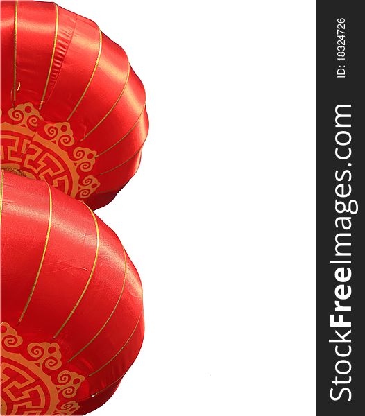Red Chinese lanterns isolated on white