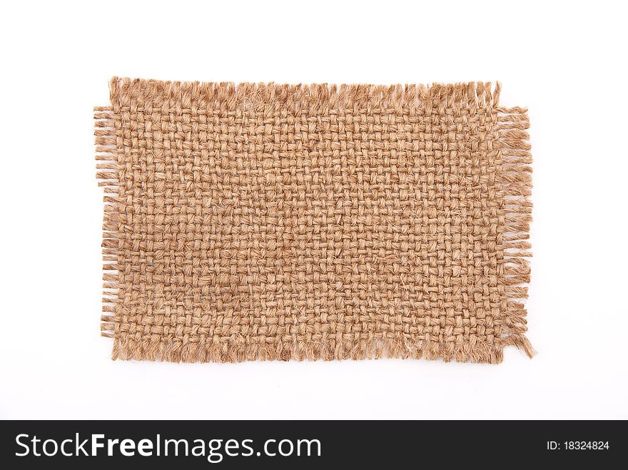 Sackcloth material on white background