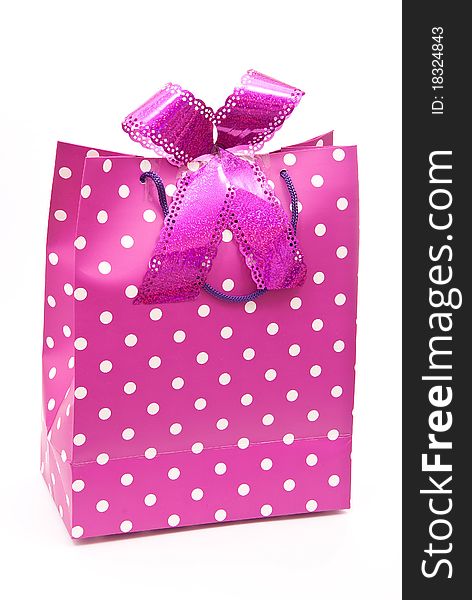 Pink bag with bow on white
