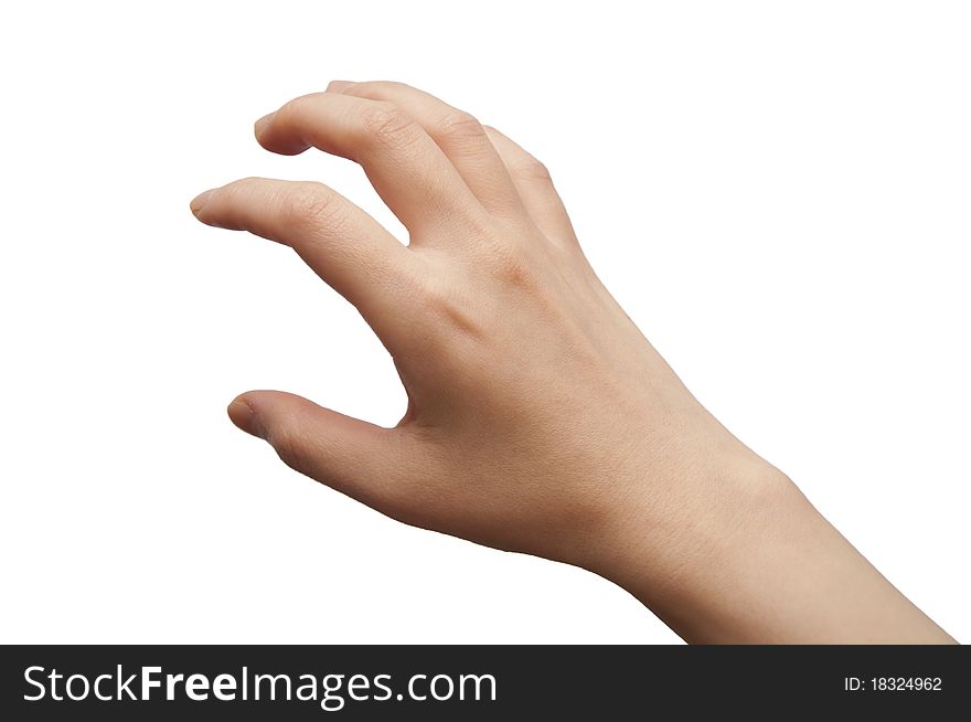 Hand gesture on white background. Hand gesture on white background