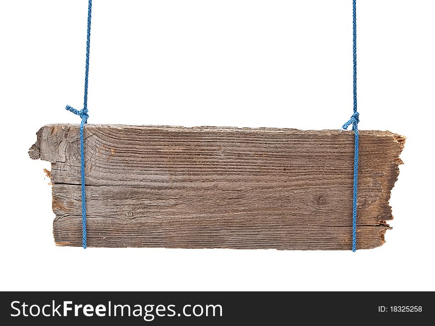 Wooden signboard on white background