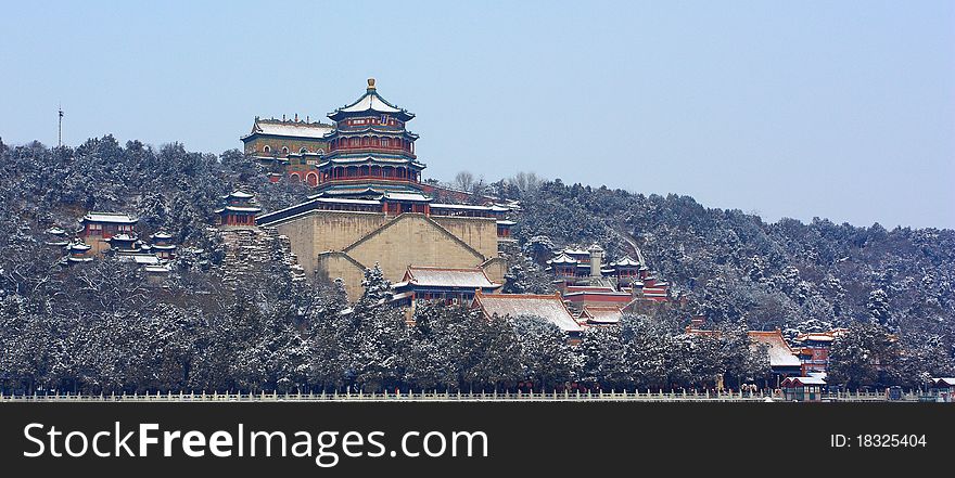 The snowscape of Summer Palace,beijing ,china.