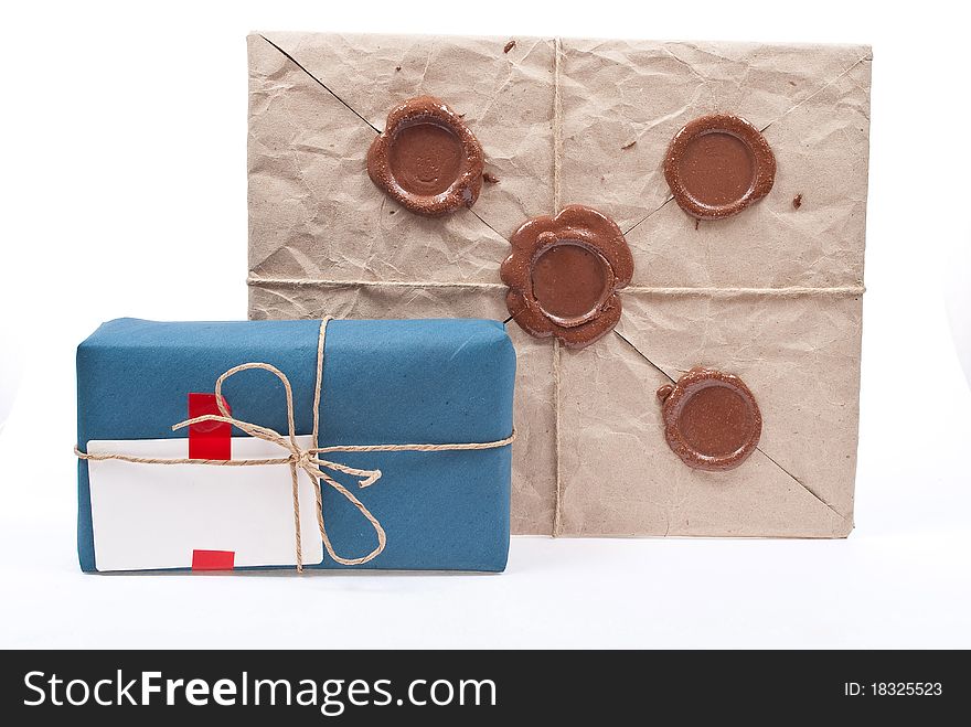 Post packages isolated on white