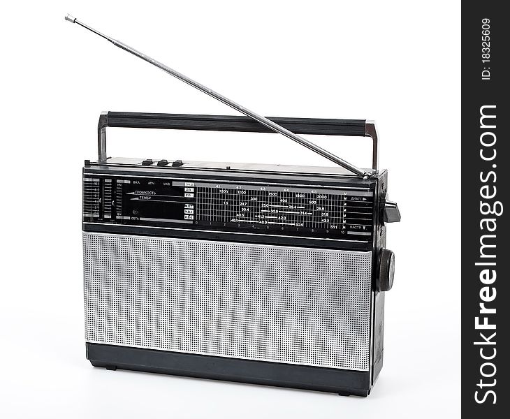 Old radio on white background