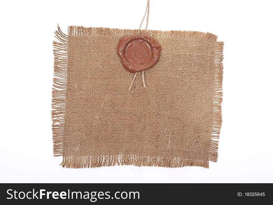 Wax seal on sackcloth material