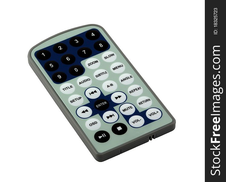 Simple DVD remote control isolated on pure white