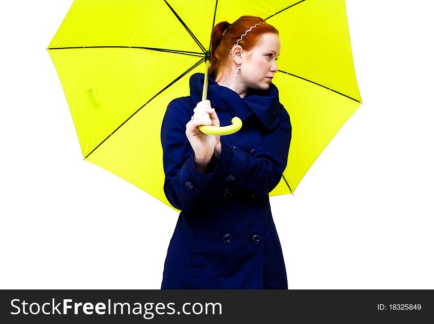 Redhead Young Woman Holding An  Umbrella