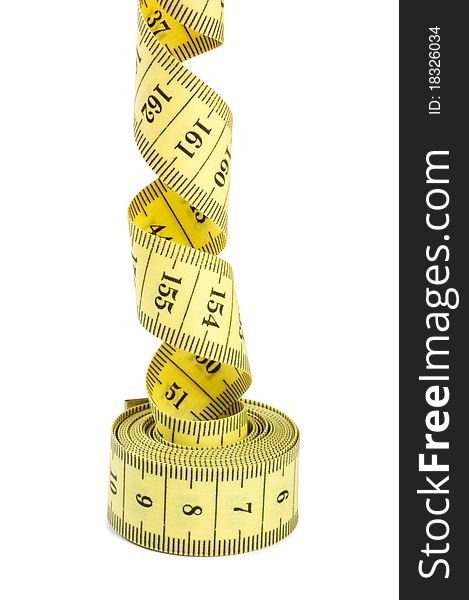 Yellow measuring tape isolated