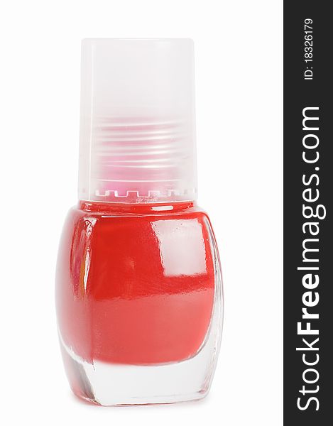 Red Nail Polish Isolated On A White