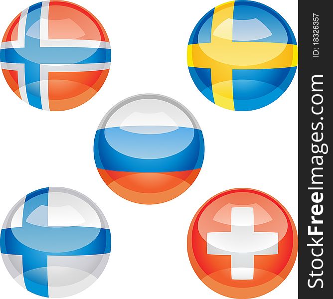 Extra glossy vector “Flag buttons”, nation flag icons