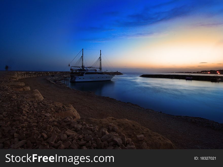 Sailboat in the sea at sunset ( Turkey-Side )