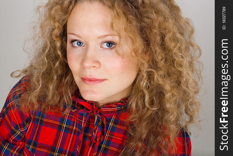 Portrait of beauty woman with blonde curly hairs. Portrait of beauty woman with blonde curly hairs