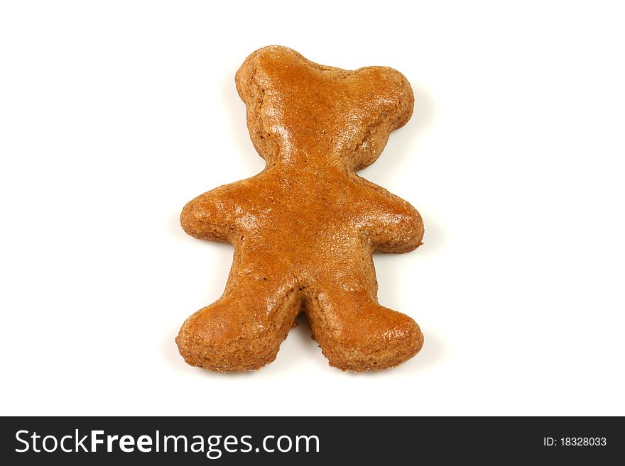 Gingerbread cookie bear isolated over white. Gingerbread cookie bear isolated over white